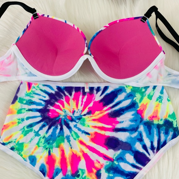 34B/Medium VS PINK Push Up Bra & Boyshort Set - Picture 6 of 8